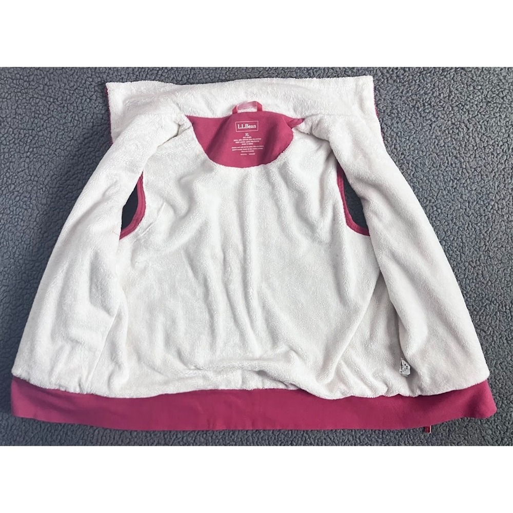 LL‎ Bean Womens XL Coral Pink Sherpa Lined Fleece Full Zip Vest - Picture 4 of 10